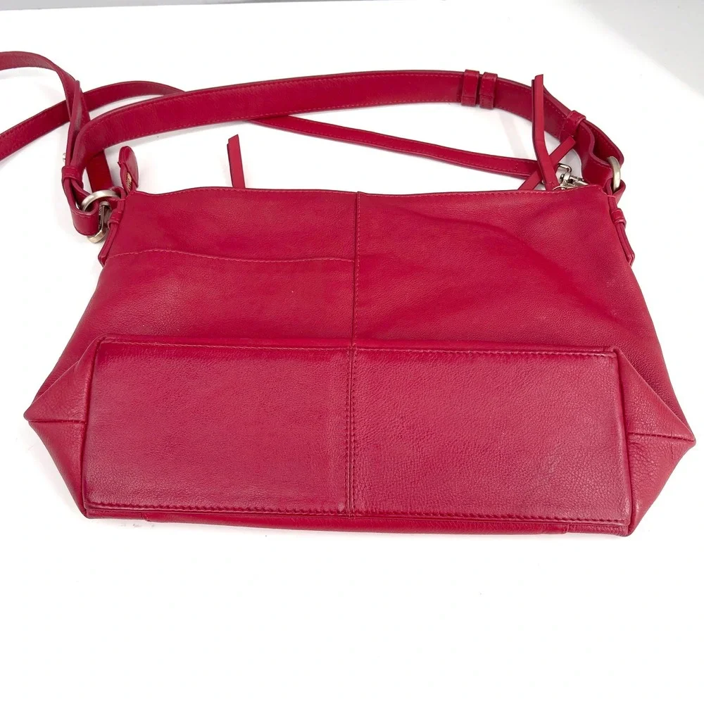 Radley London Womens Crossbody Shoulder Bag Red Pebbled Leather Zip Details